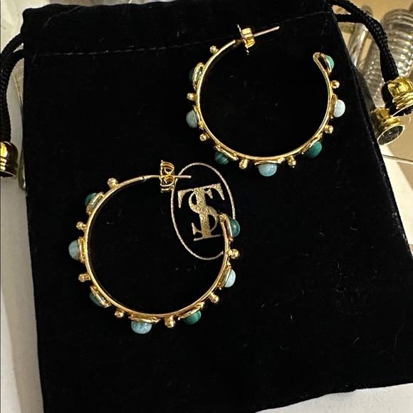 NEW | SYLVIA TOLEDANO Malachite-Amazonite Candies Hoop Earrings - Picture 8 of 17